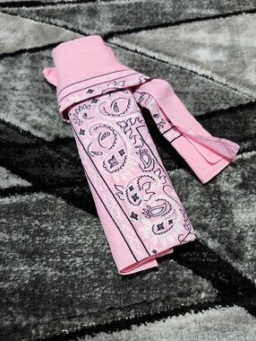SET-OF-5 NWOT 2004 PINK COTTON PAISLEY BANDANAS HEADBAND SCARF BUNDLE